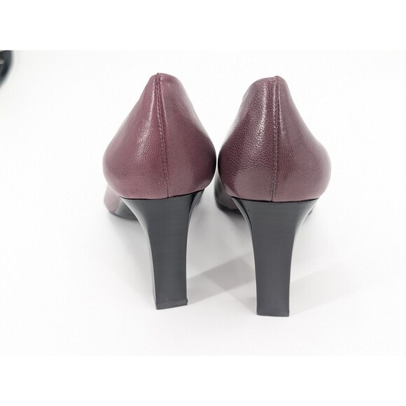 Franco Sarto Ursa Maroon Red Buckle Leather Square Pump Chunky Heels Size 9.5 - Picture 4 of 9